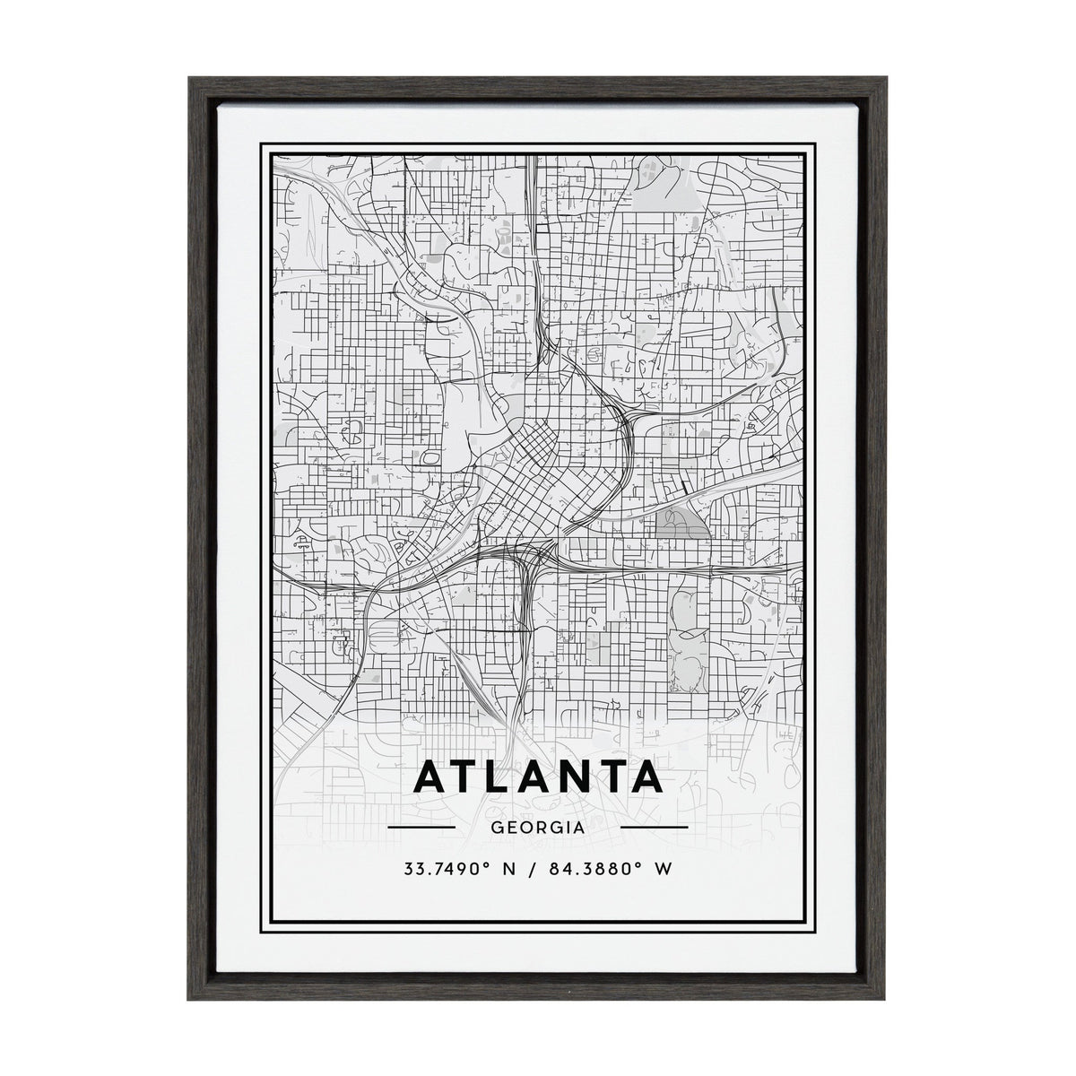 Sylvie Atlanta Modern Map Framed Canvas by kateandlaurel - main product image for Resin Society