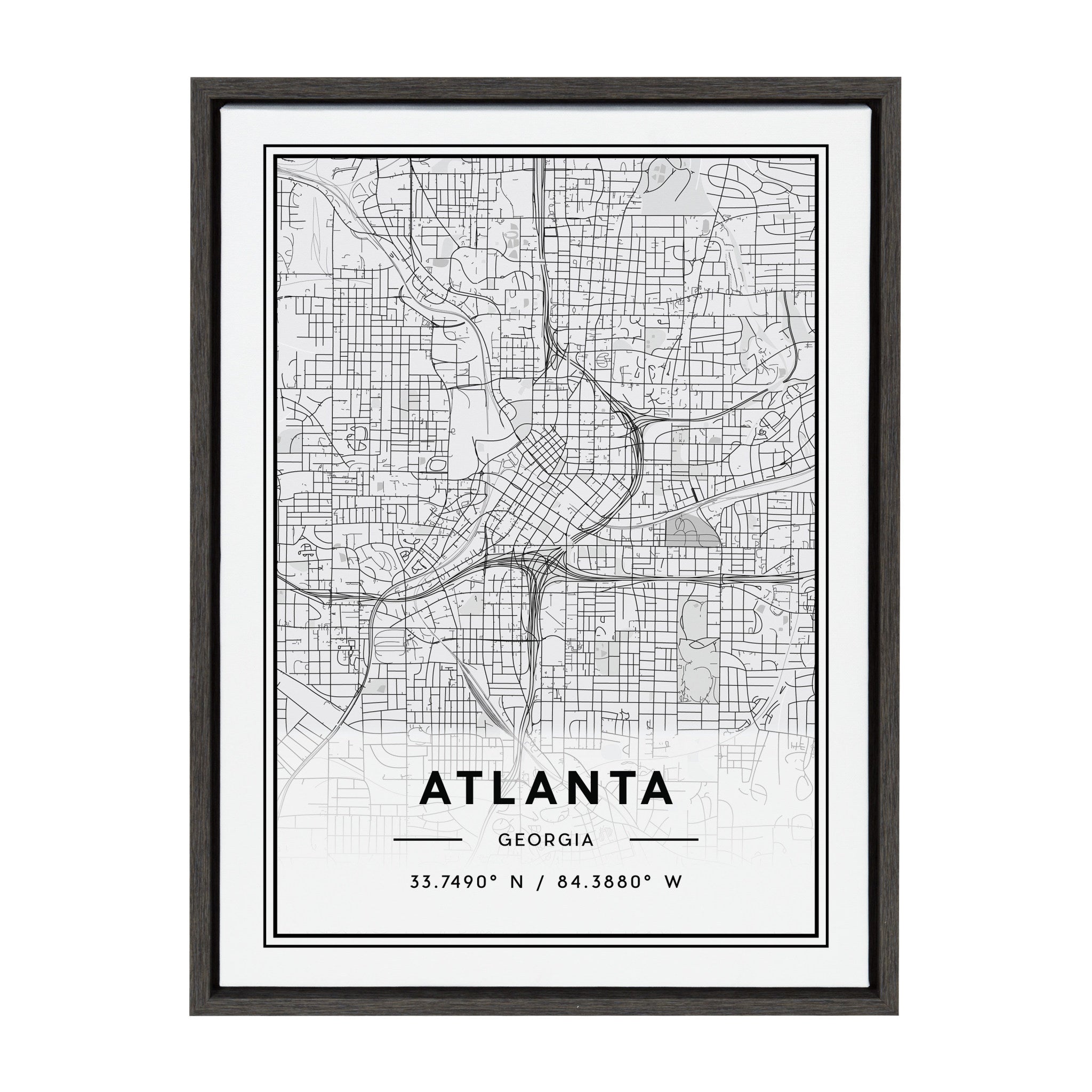 Sylvie Atlanta Modern Map Framed Canvas by kateandlaurel - main product image for Resin Society