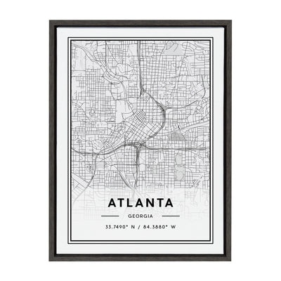 Sylvie Atlanta Modern Map Framed Canvas by kateandlaurel - main product image for Resin Society