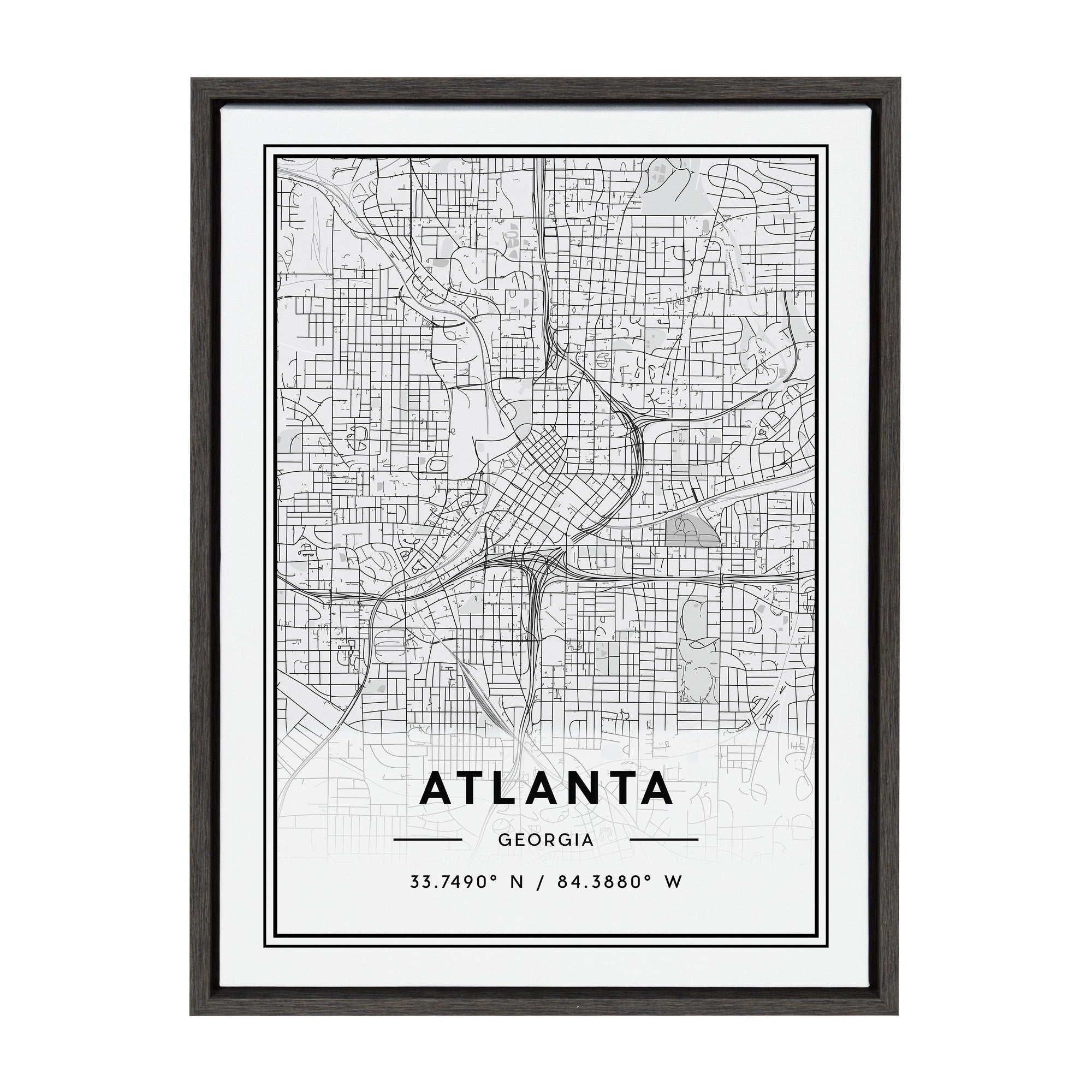 Sylvie Atlanta Modern Map Framed Canvas by kateandlaurel - product image 8 for Resin Society