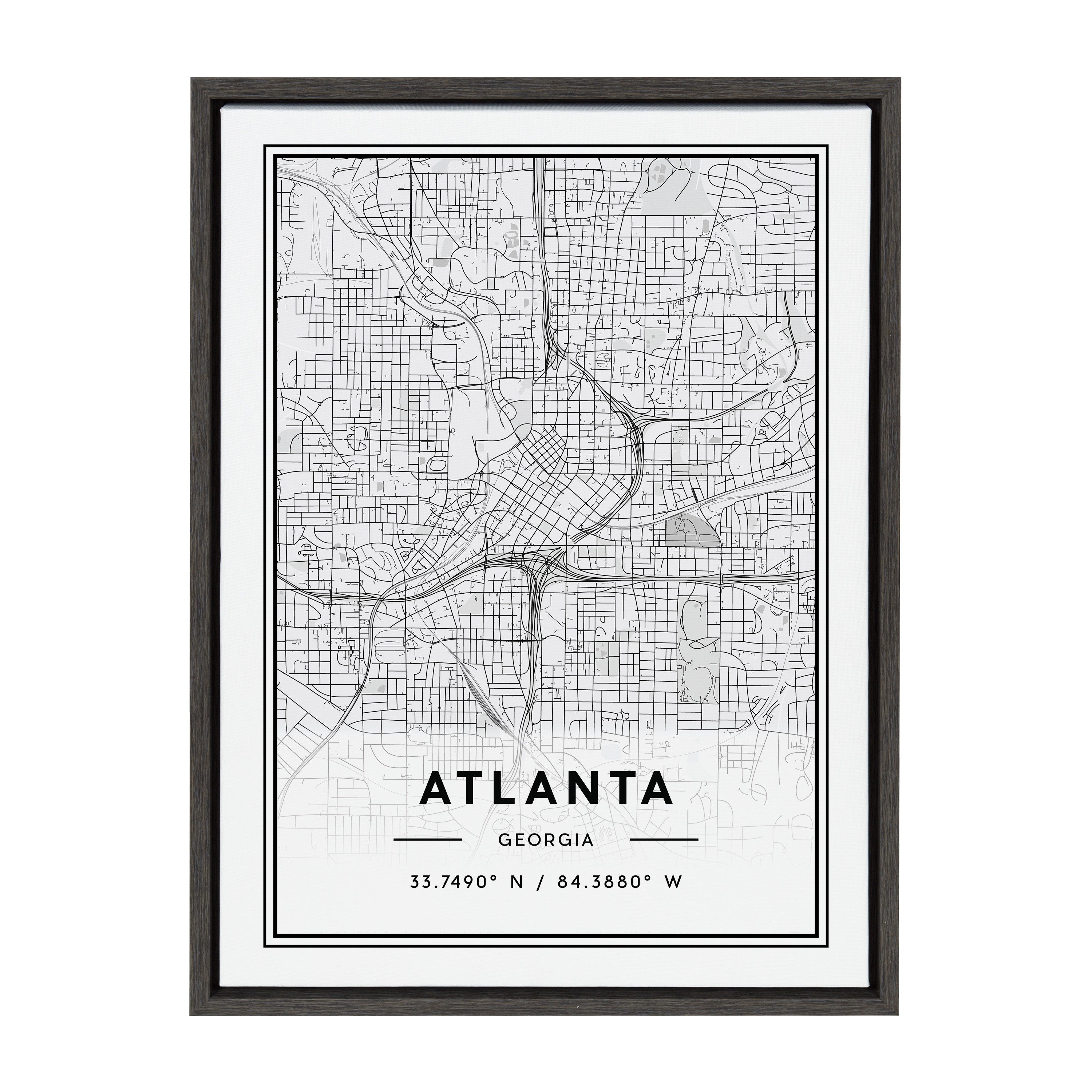 Sylvie Atlanta Modern Map Framed Canvas by kateandlaurel - product image 8 for Resin Society