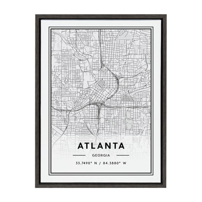 Sylvie Atlanta Modern Map Framed Canvas by kateandlaurel - product image 8 for Resin Society