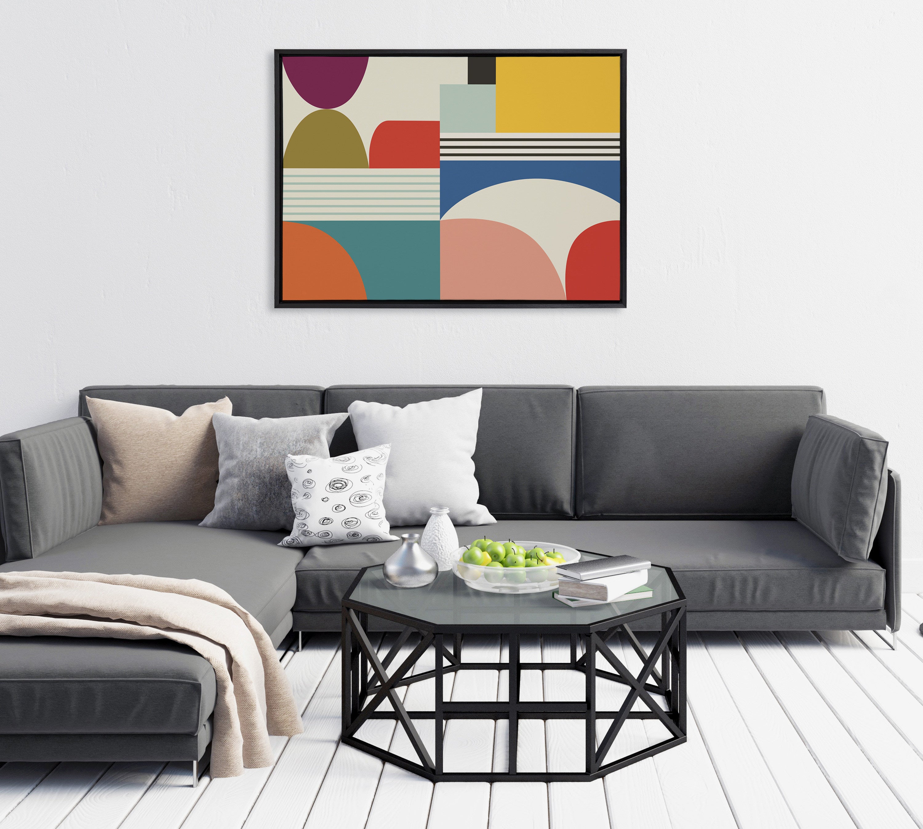Sylvie Mid Century Modern Pattern Framed Canvas by kateandlaurel - product image 17 for Resin Society