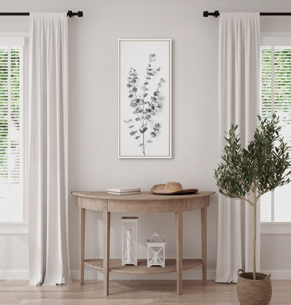 Sylvie Eucalyptus Botanical I Gray and Soft White Framed Canvas by The by kateandlaurel - product image 4 for Resin Society