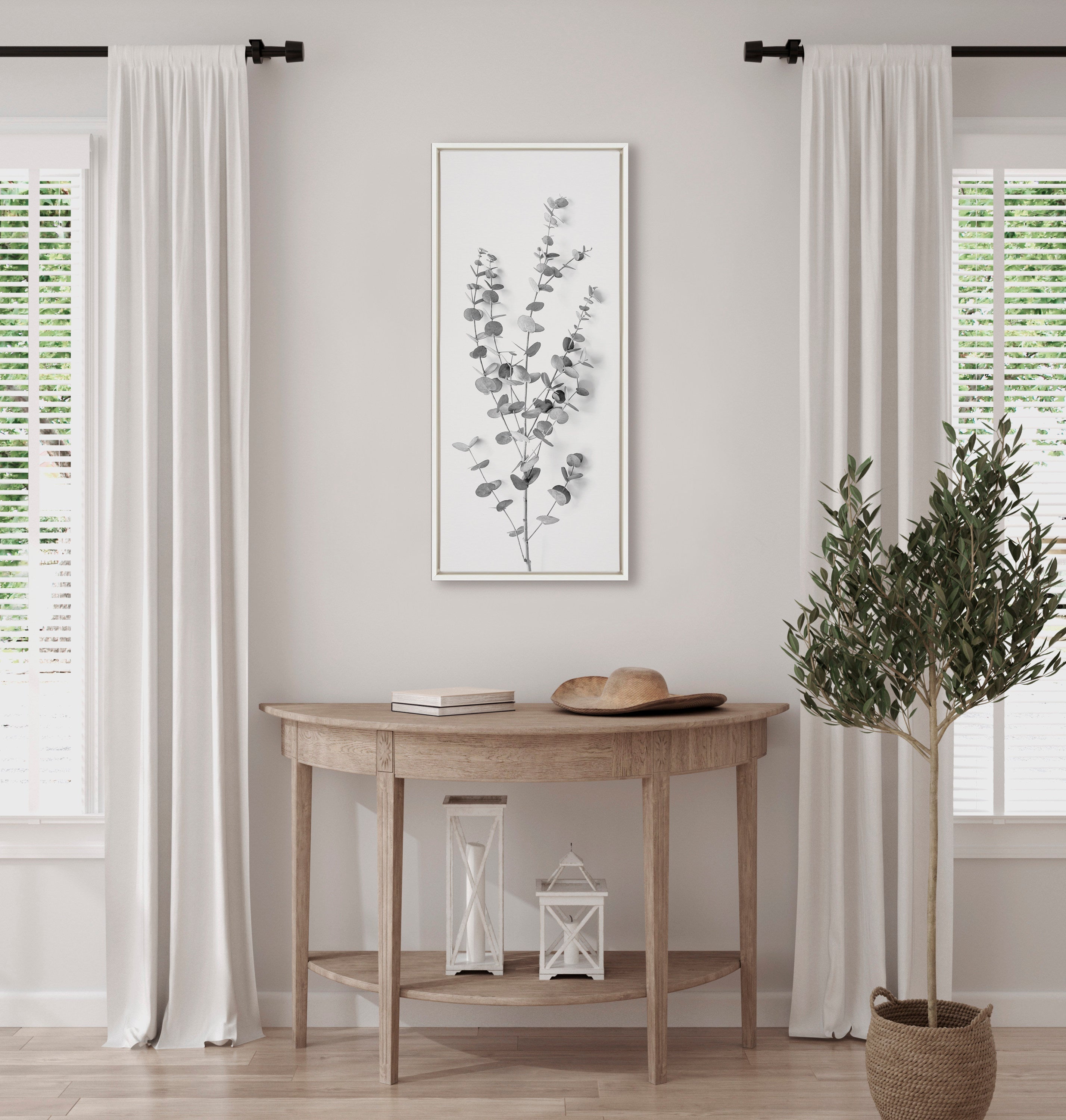 Sylvie Eucalyptus Botanical I Gray and Soft White Framed Canvas by The by kateandlaurel - product image 4 for Resin Society