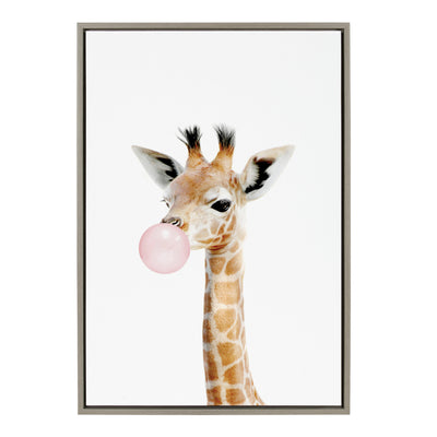 Sylvie Bubble Gum Giraffe Framed Canvas by Amy Peterson Art Studio