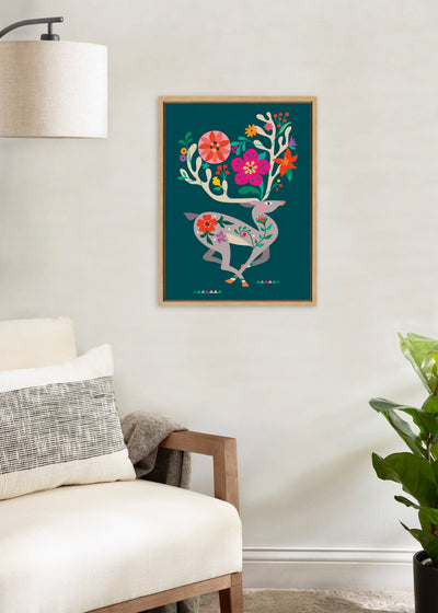Sylvie Reindeer 2 Framed Canvas by Rachel Lee of My Dream Wall