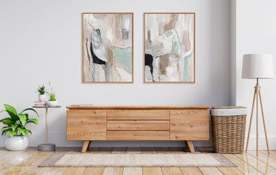 Sylvie Beaded Whispers of a Distant Land 1 and 2 Framed Canvas Art Set by Nikita Jariwala