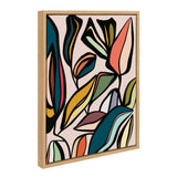 Sylvie Fanciful Ficus framed canvas art showing colorful ficus leaves on a natural backdrop