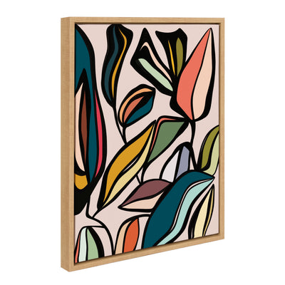 Sylvie Fanciful Ficus framed canvas art showing colorful ficus leaves on a natural backdrop