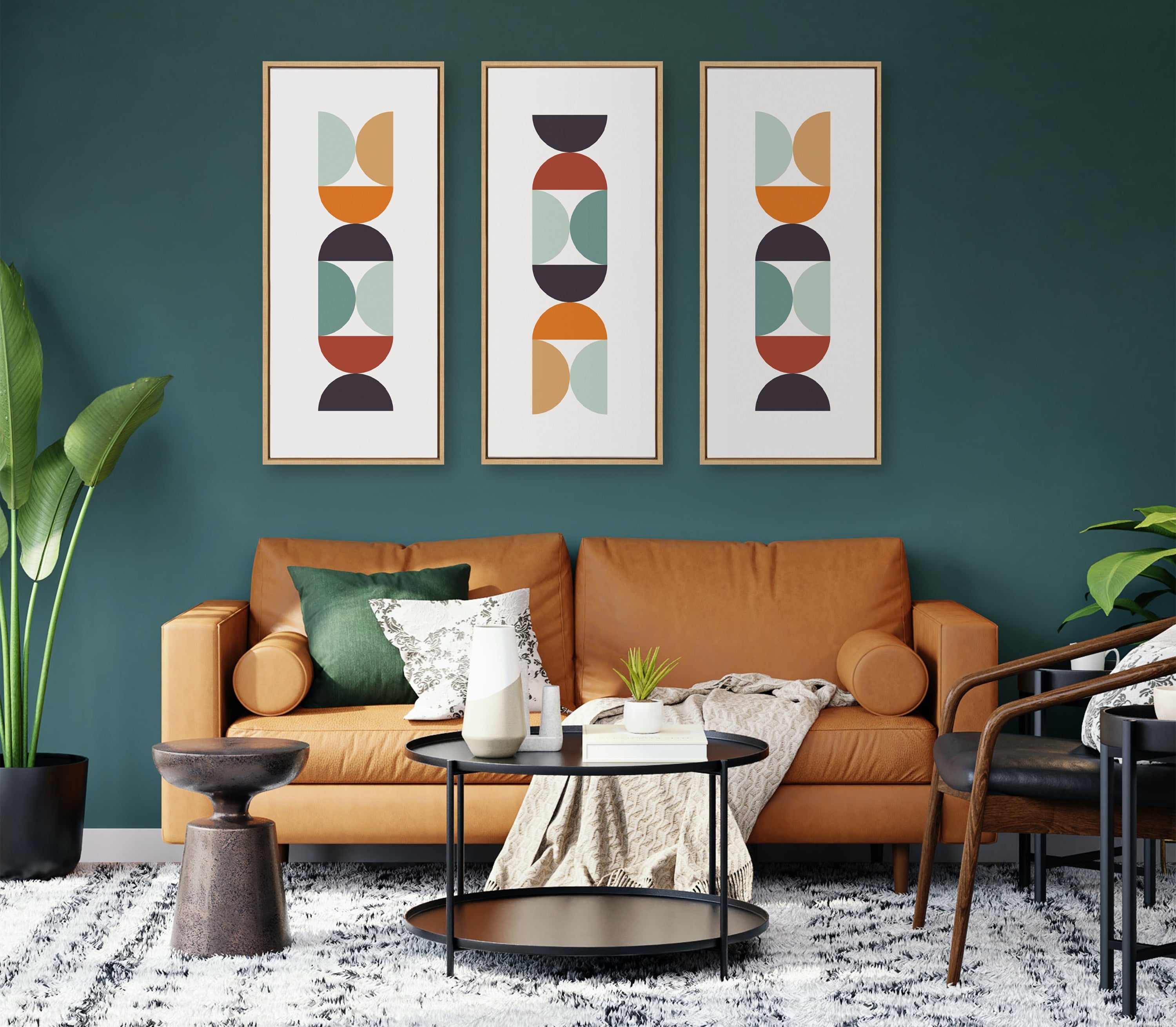 Sylvie Circles and Curves Retro Color Framed Canvas by kateandlaurel - product image 11 for Resin Society