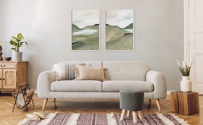 Sylvie Beaded Emerald Alps 1 and 2 Framed Canvas Art Set by Nikita Jariwala
