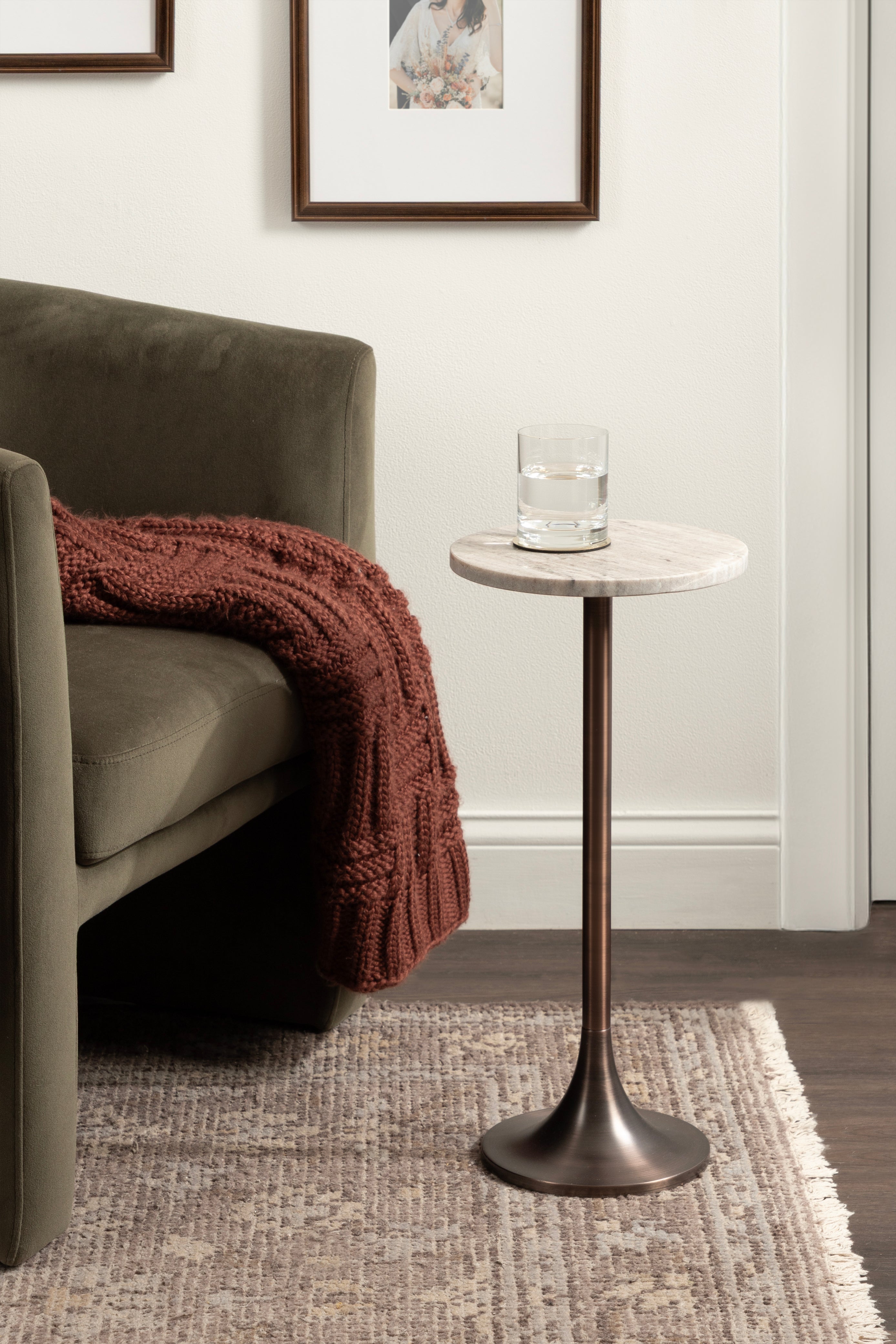 Baronet Round Marble and Metal Table