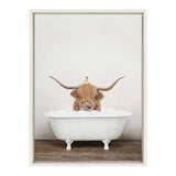 Sylvie Highland Cow and Duckling in Rustic Bath Framed Canvas by kateandlaurel - product image 2 for Resin Society