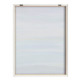 Framed printed art with soft horizontal pastel brushstrokes in pale blues, pinks, and grays, evoking a calm seaside atmosphere.