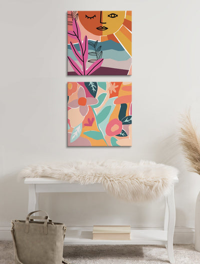 Peace Love Flowers Canvas Wall Art Set by kateandlaurel - product image 7 for Resin Society