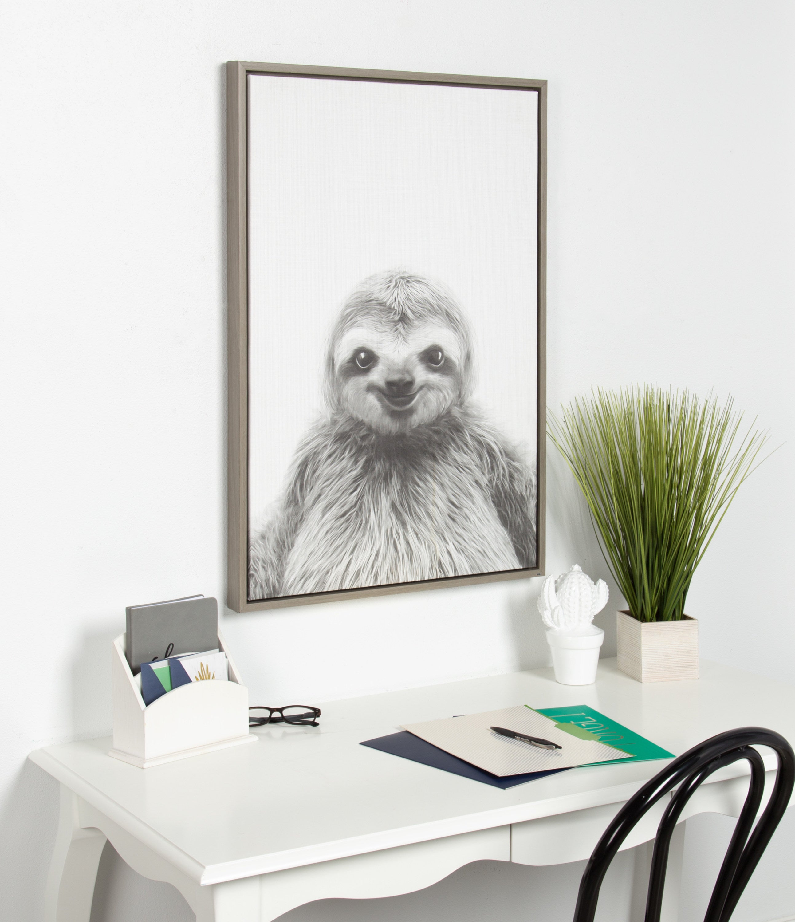 Sylvie Sloth Framed Canvas by Simon Te Tai by kateandlaurel - product image 10 for Resin Society