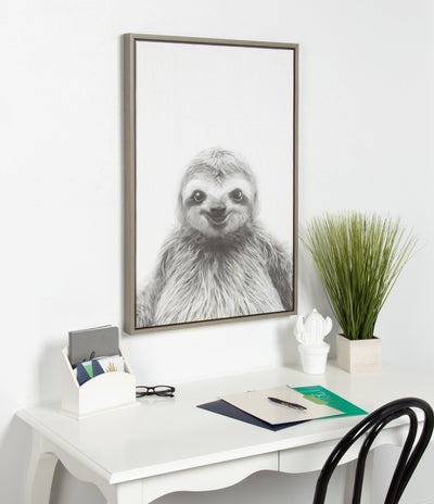 Sylvie Sloth Framed Canvas by Simon Te Tai by kateandlaurel - product image 10 for Resin Society