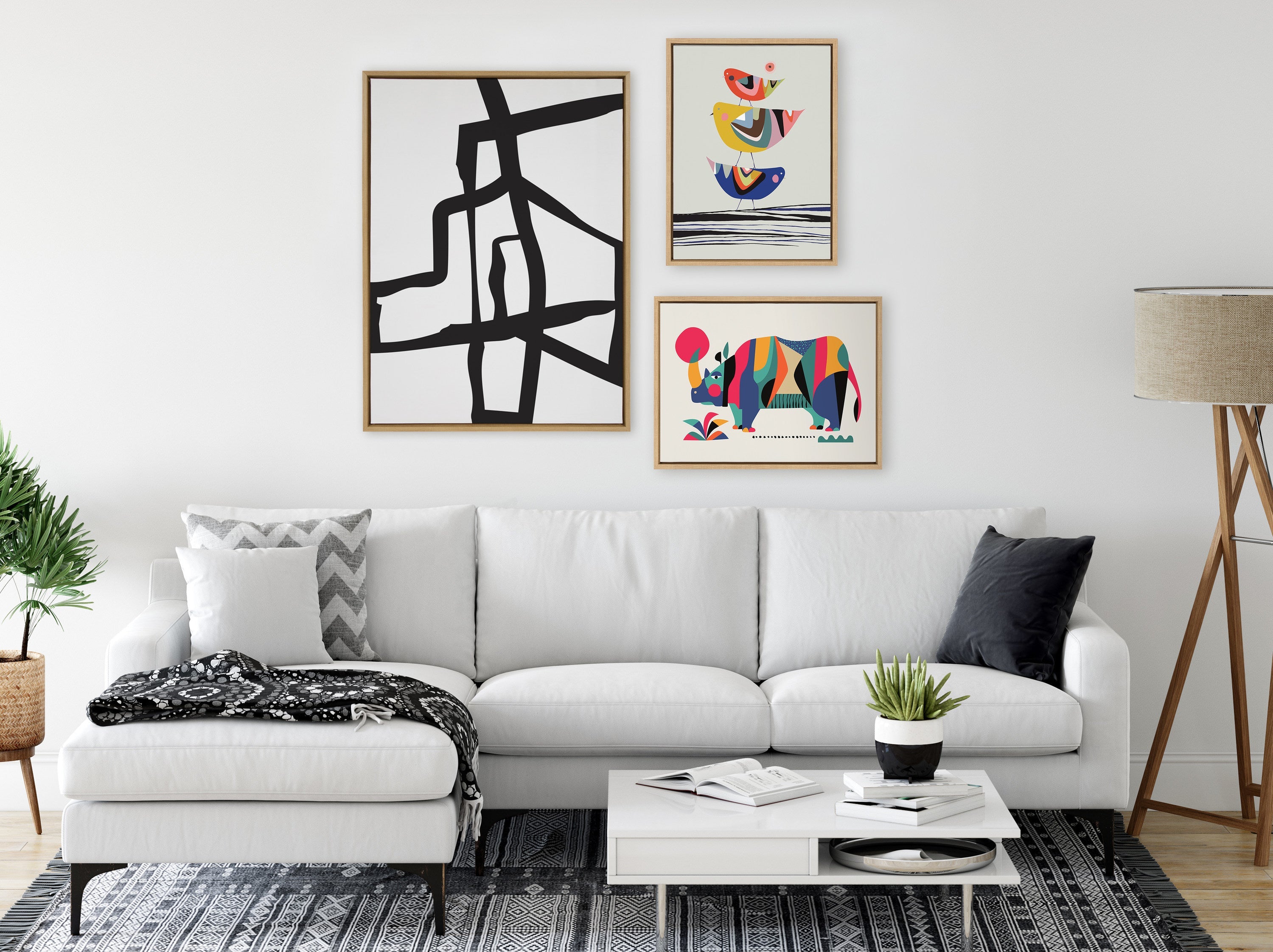 Sylvie Bold Sophisticated Abstract Black Stroke Framed Canvas by kateandlaurel - product image 17 for Resin Society