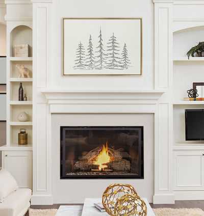 Sylvie Minimalist Evergreen Trees Sketch Framed Canvas