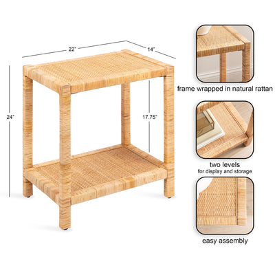 Rafina Rattan Rectangle Side Table