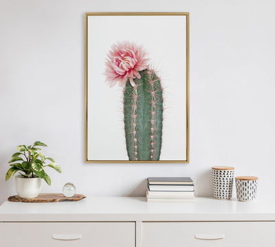 Sylvie Pink Cactus Flower Framed Canvas by Amy Peterson Art Studio