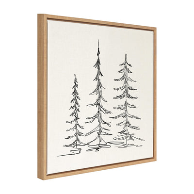 Sylvie Minimalist Evergreen Trees Sketch Framed Canvas by kateandlaurel - product image 2 for Resin Society
