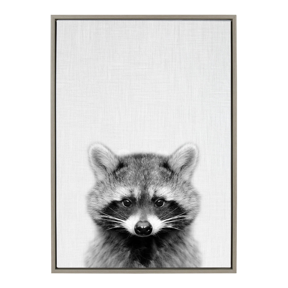 Sylvie Raccoon Framed Canvas by Simon Te Tai by kateandlaurel - main product image for Resin Society