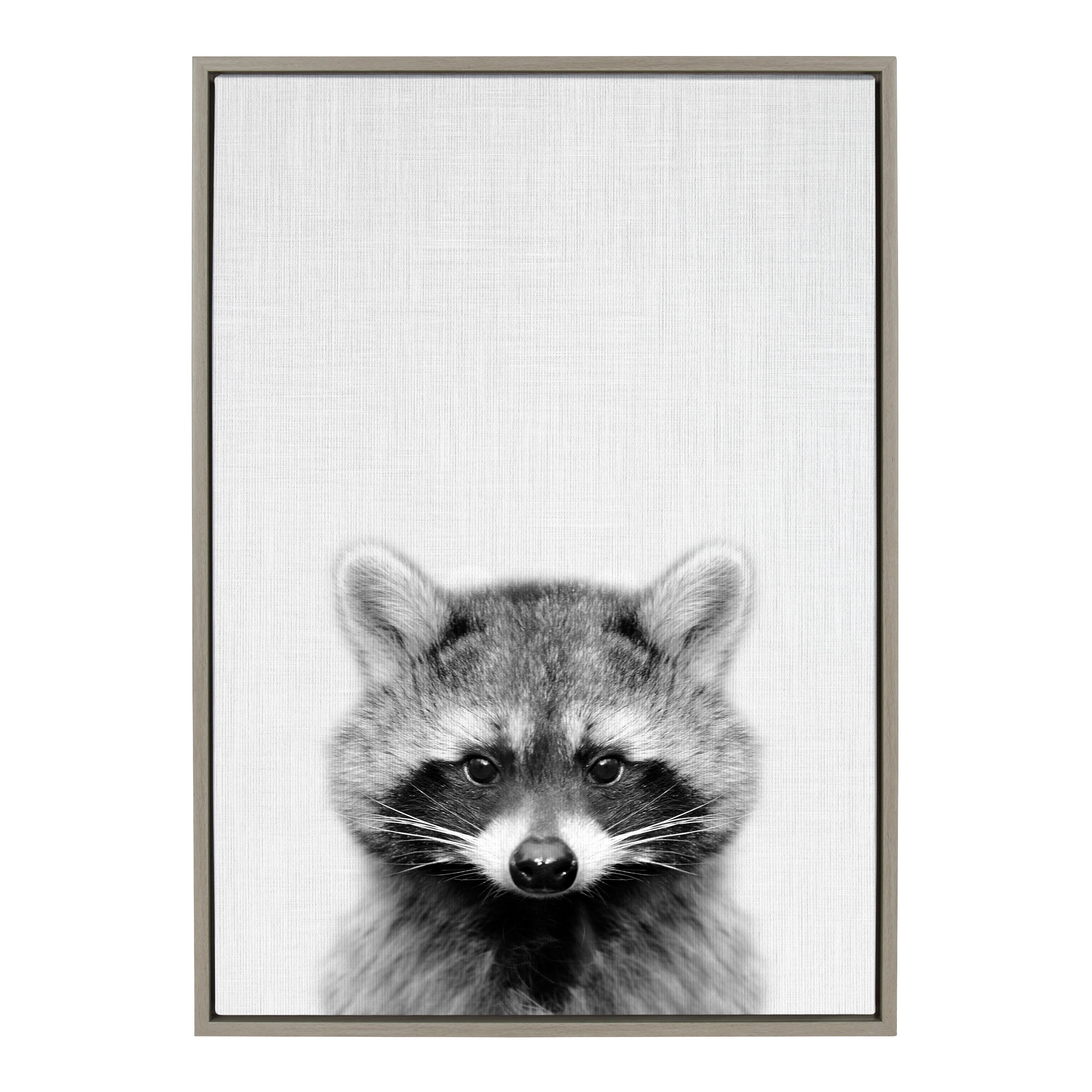 Sylvie Raccoon Framed Canvas by Simon Te Tai by kateandlaurel - main product image for Resin Society