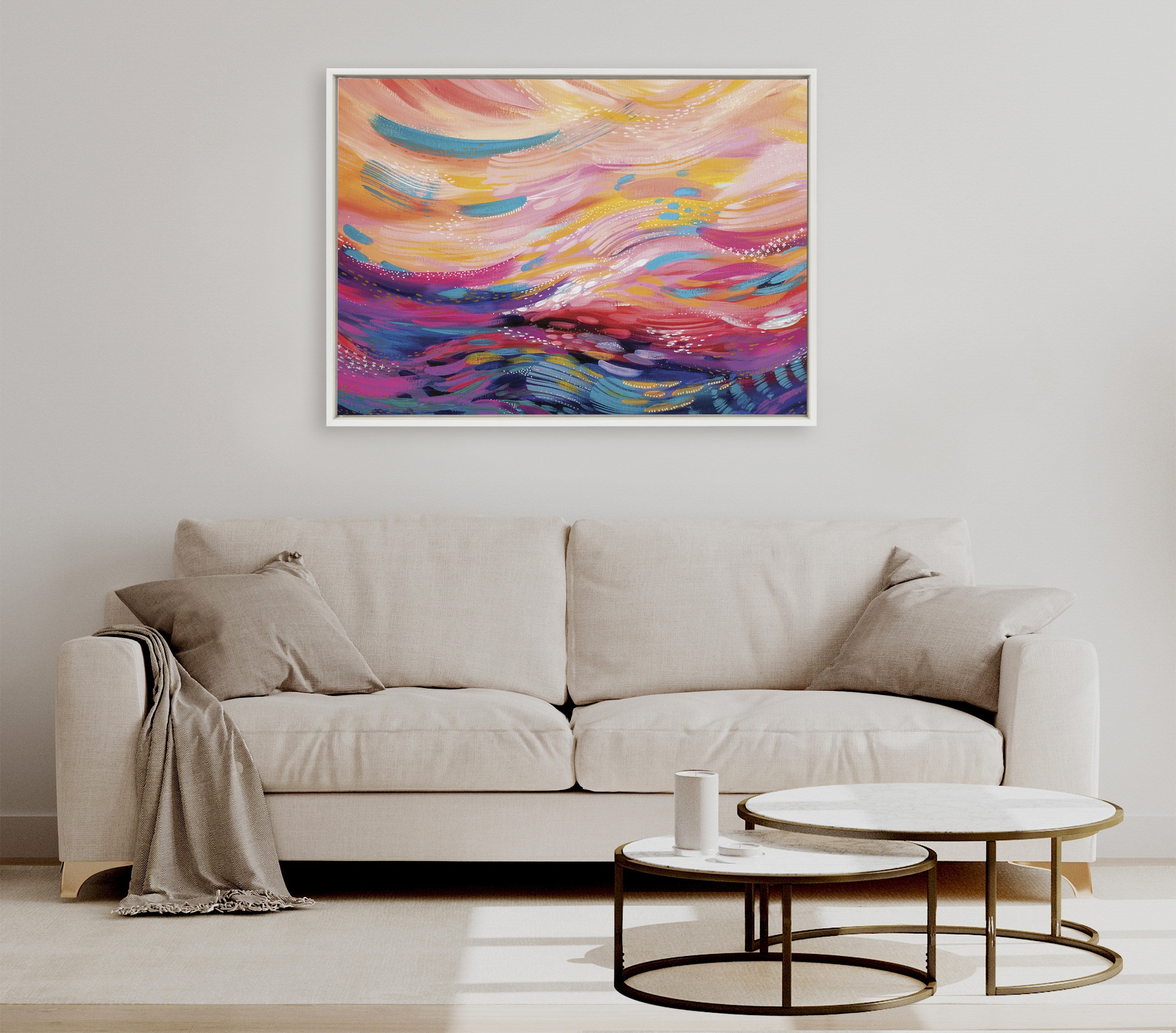 Sylvie Brush Strokes 90 Framed Canvas by kateandlaurel - product image 16 for Resin Society