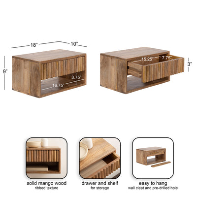 Reid Floating Wood Side Table with Open Storage