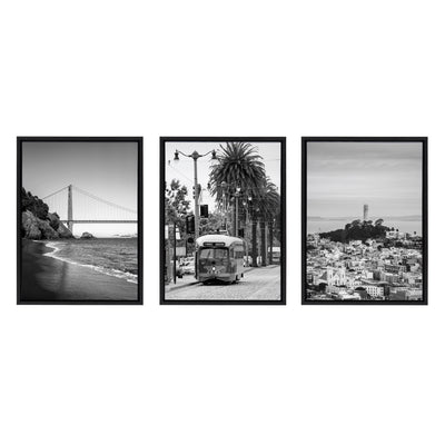 Sylvie San Francisco Black and White Framed Canvas Art Set by Crystal Lynn Collins