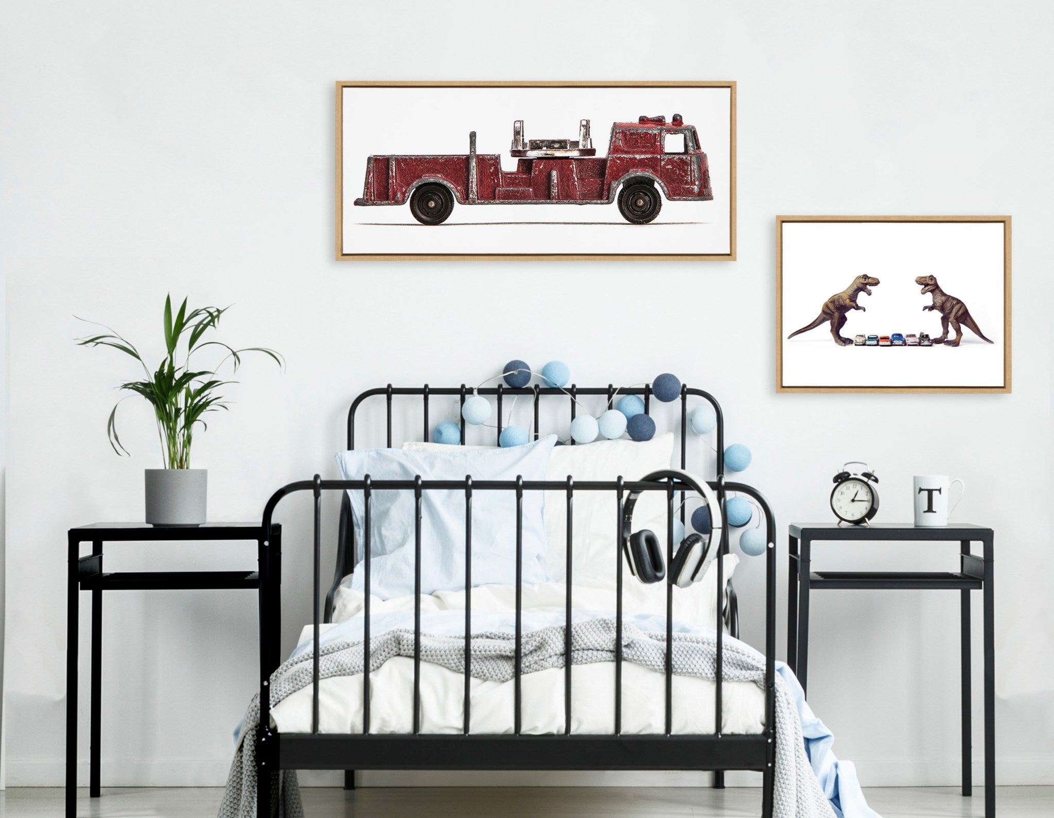 Sylvie Red Vintage Toy Fire Engine Framed Canvas by Saint and Sailor Studios