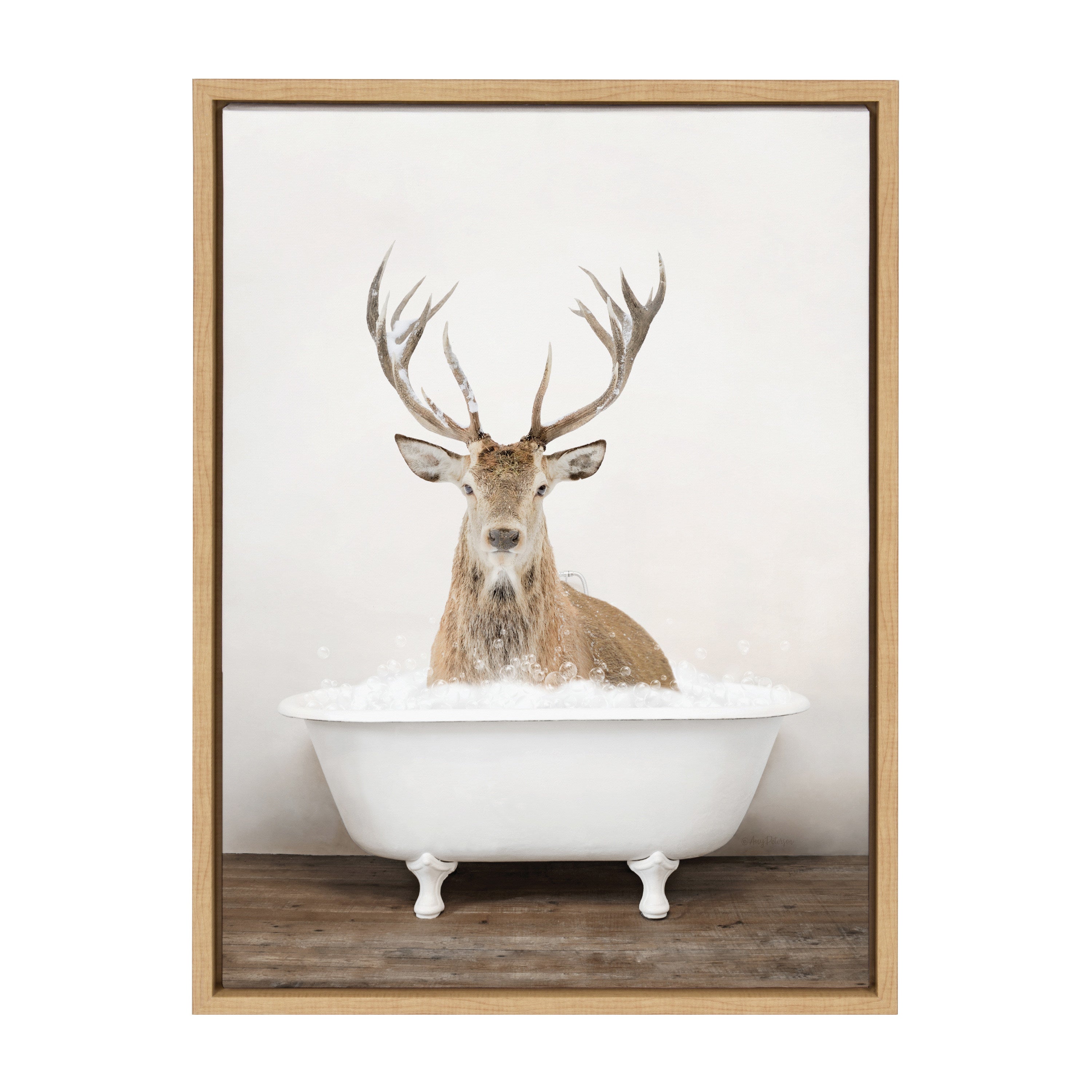 Sylvie Male Deer in Rustic Bath Framed Canvas by kateandlaurel - product image 20 for Resin Society