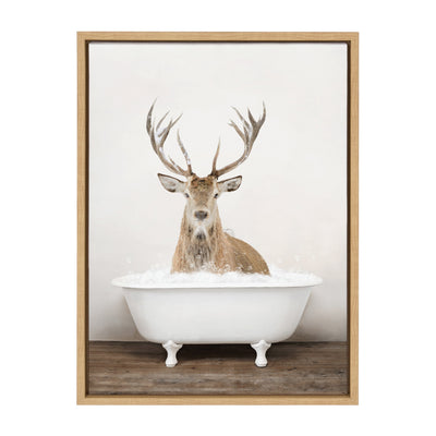 Sylvie Male Deer in Rustic Bath Framed Canvas by kateandlaurel - product image 20 for Resin Society