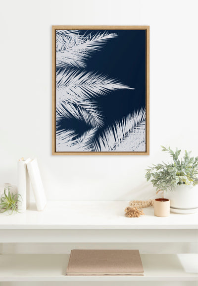 Sylvie Palm Cyanotype 1 Framed Canvas by Alicia Bock