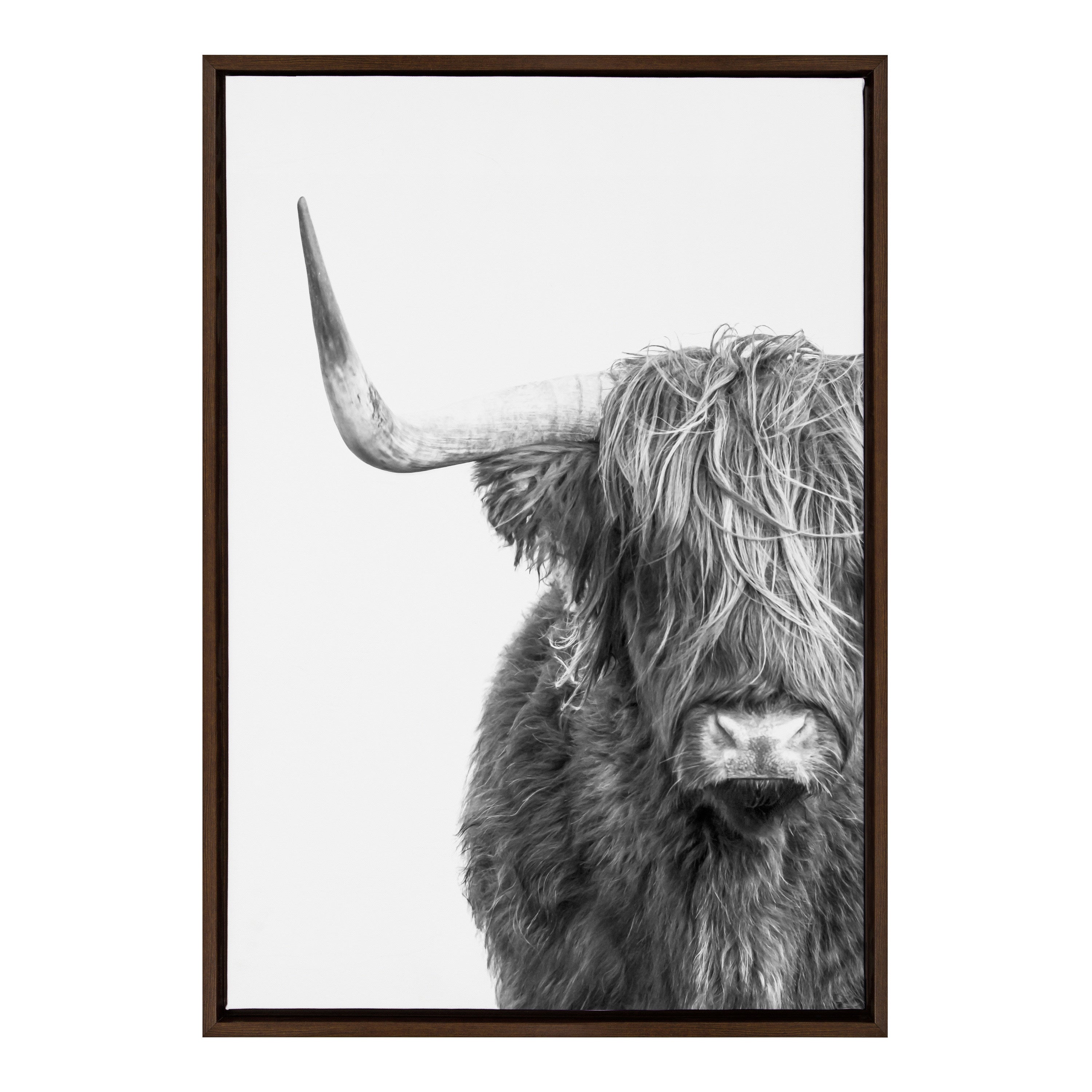 Sylvie B&W Highland Cow No. 1 Framed Canvas by Amy Peterson Art Studio