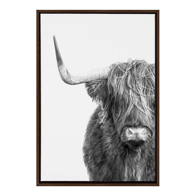 Sylvie B&W Highland Cow No. 1 Framed Canvas by Amy Peterson Art Studio