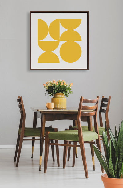 Sylvie Bold Vintage Geometric Sunshine Yellow Framed Canvas by kateandlaurel - product image 4 for Resin Society