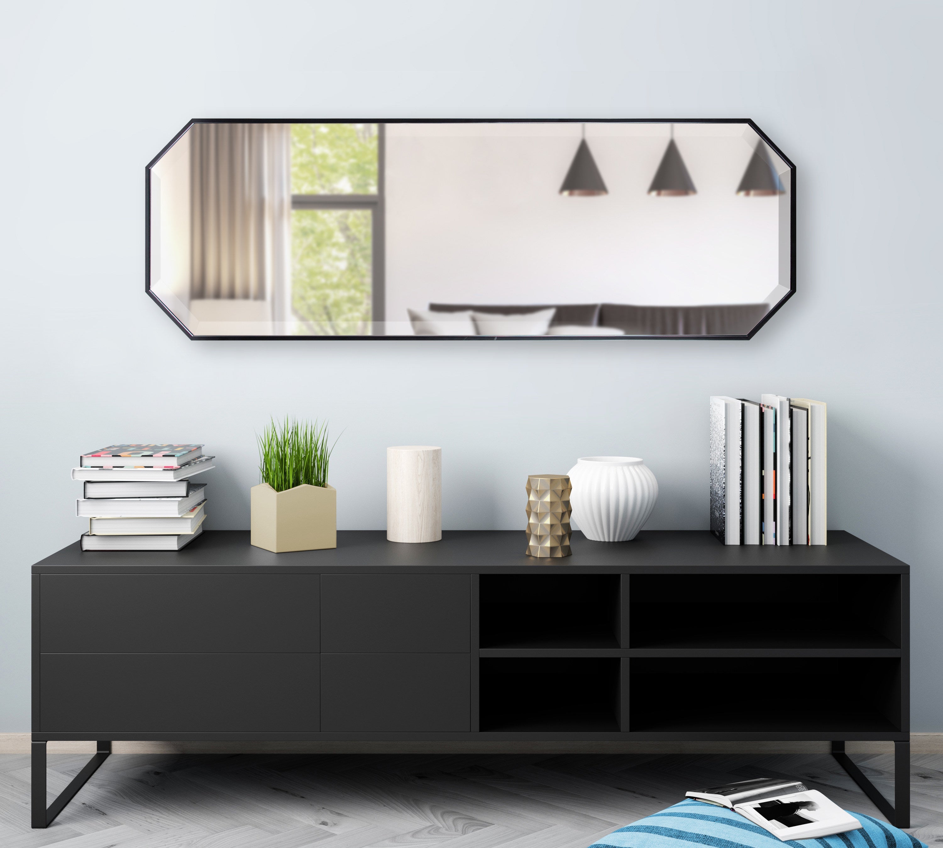 Rhodes Octagon Framed Wall Mirror by kateandlaurel - product image 12 for Resin Society