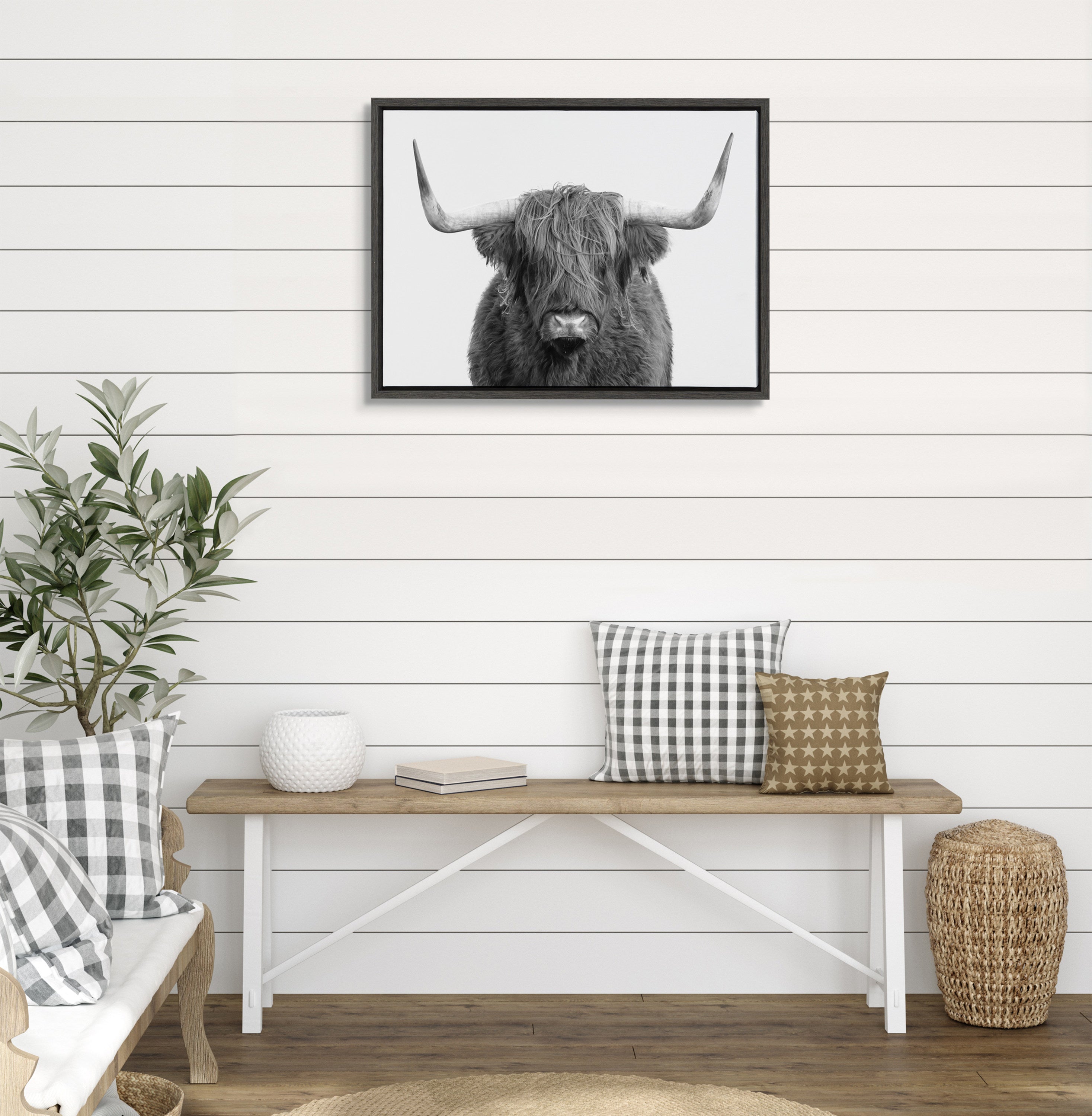 Sylvie Highland Cow Portrait Framed Canvas by Amy Peterson Art Studio by kateandlaurel - product image 16 for Resin Society