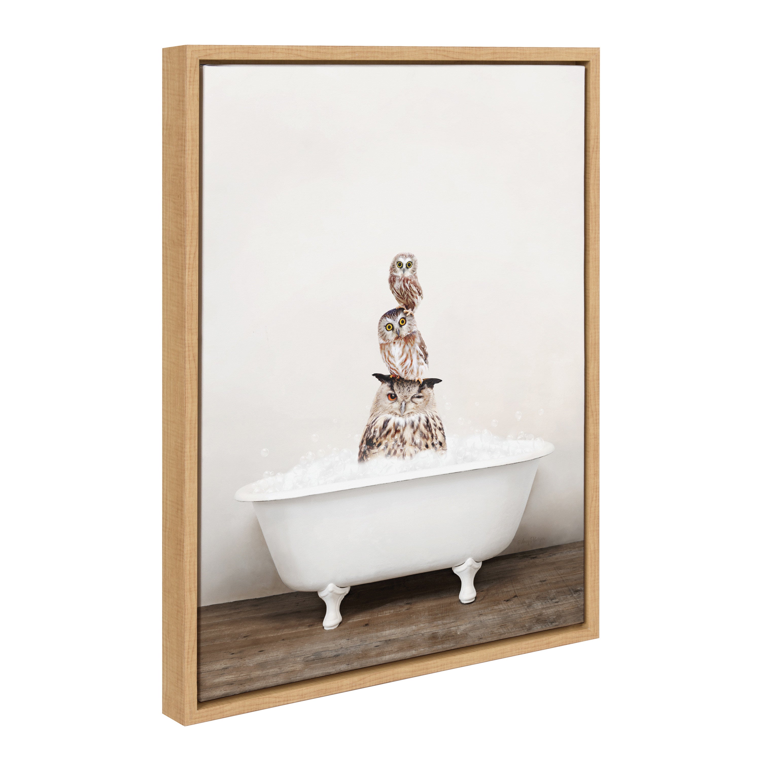 Sylvie Stacked Owls in Rustic Bath Framed Canvas by kateandlaurel - product image 19 for Resin Society