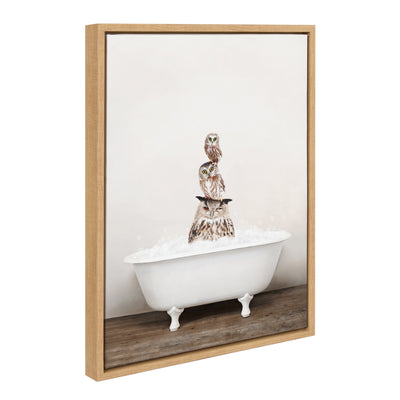 Sylvie Stacked Owls in Rustic Bath Framed Canvas by kateandlaurel - product image 19 for Resin Society