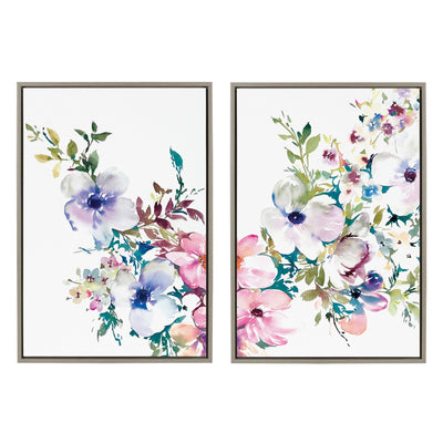 Sylvie Ink Wash Floral Left and Right Framed Canvas by kateandlaurel - product image 2 for Resin Society