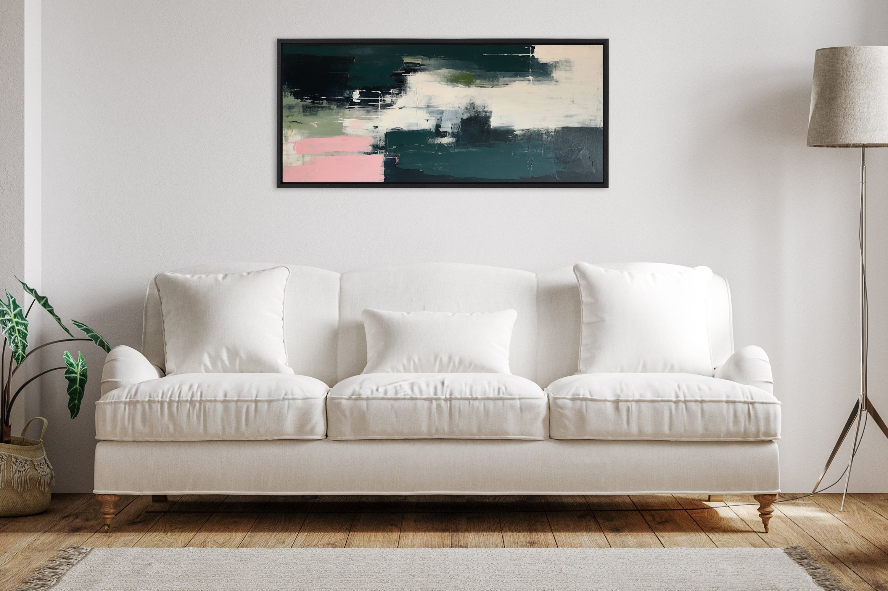 Sylvie Emerald Blush Framed Canvas by Amy Lighthall