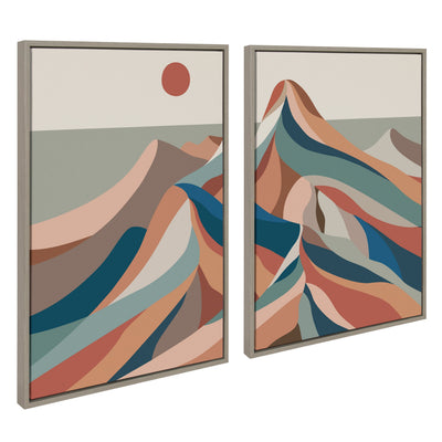 Sylvie Mid Century Modern Mountains Blue Framed Canvas Set by kateandlaurel - product image 11 for Resin Society