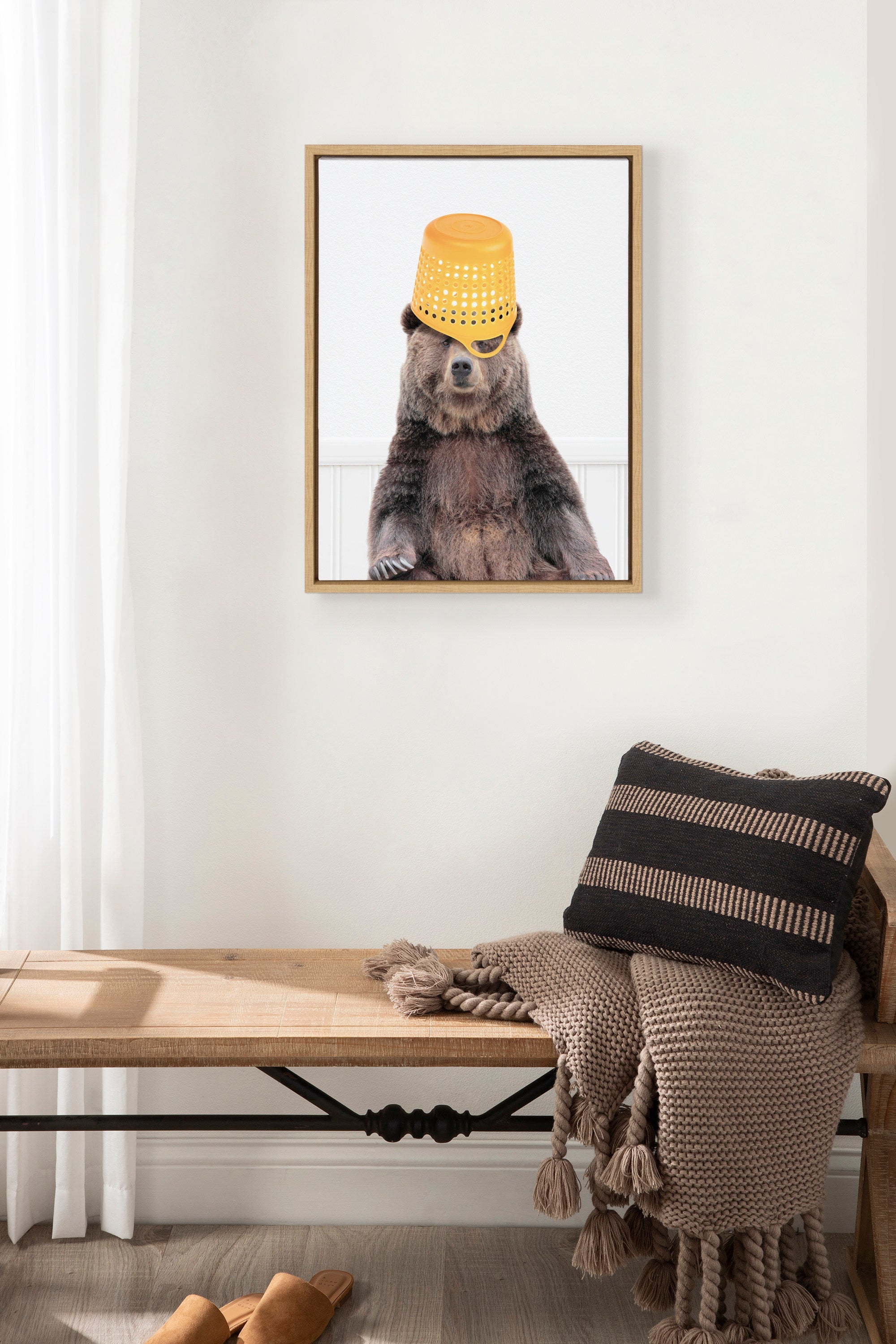 Sylvie Basket Case Bear Framed Canvas by kateandlaurel - product image 4 for Resin Society
