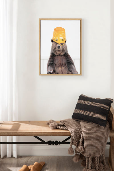 Sylvie Basket Case Bear Framed Canvas by kateandlaurel - product image 4 for Resin Society