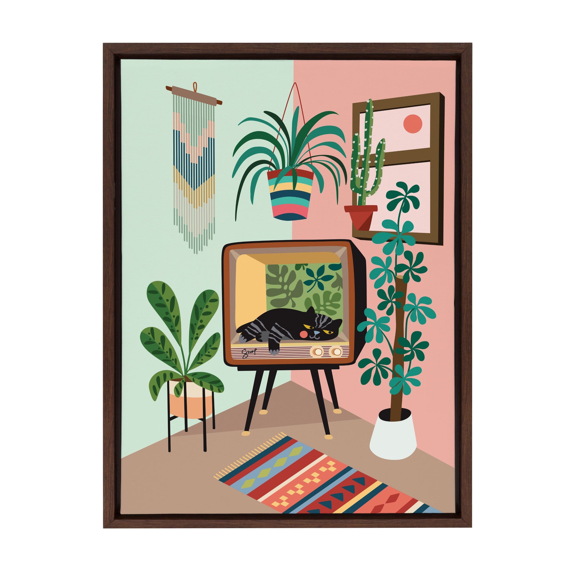 Sylvie TV Cat Bed Framed Canvas by kateandlaurel - main product image for Resin Society