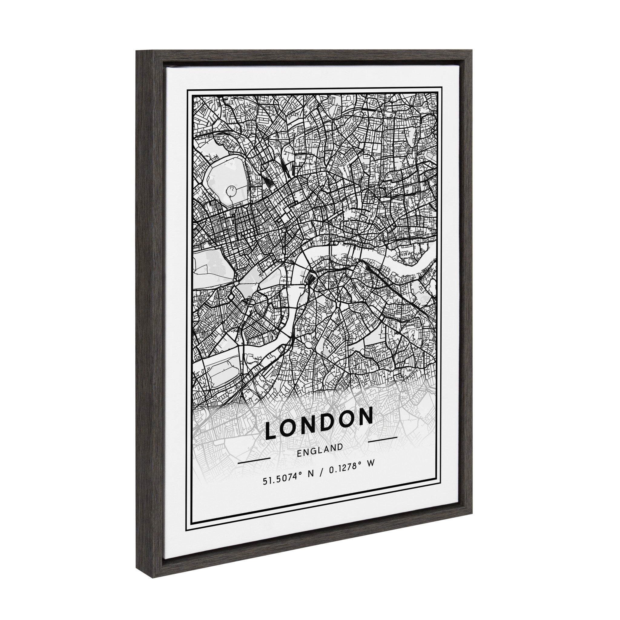 Sylvie London Modern Map Framed Canvas by kateandlaurel - product image 2 for Resin Society